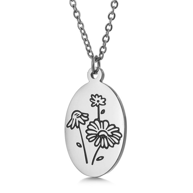 Fashion Flower Titanium Steel Plating Pendant Necklace 1 Piece