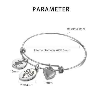 Simple Style Heart Shape Flower Titanium Steel Plating Hollow Out Bangle 1 Piece