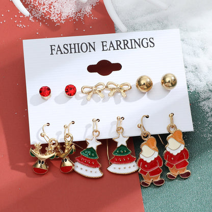 Fashion Snowflake Elk Alloy Plating Women's Drop Earrings Ear Studs 6 Pairs