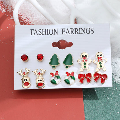 Fashion Snowflake Elk Alloy Plating Women's Drop Earrings Ear Studs 6 Pairs