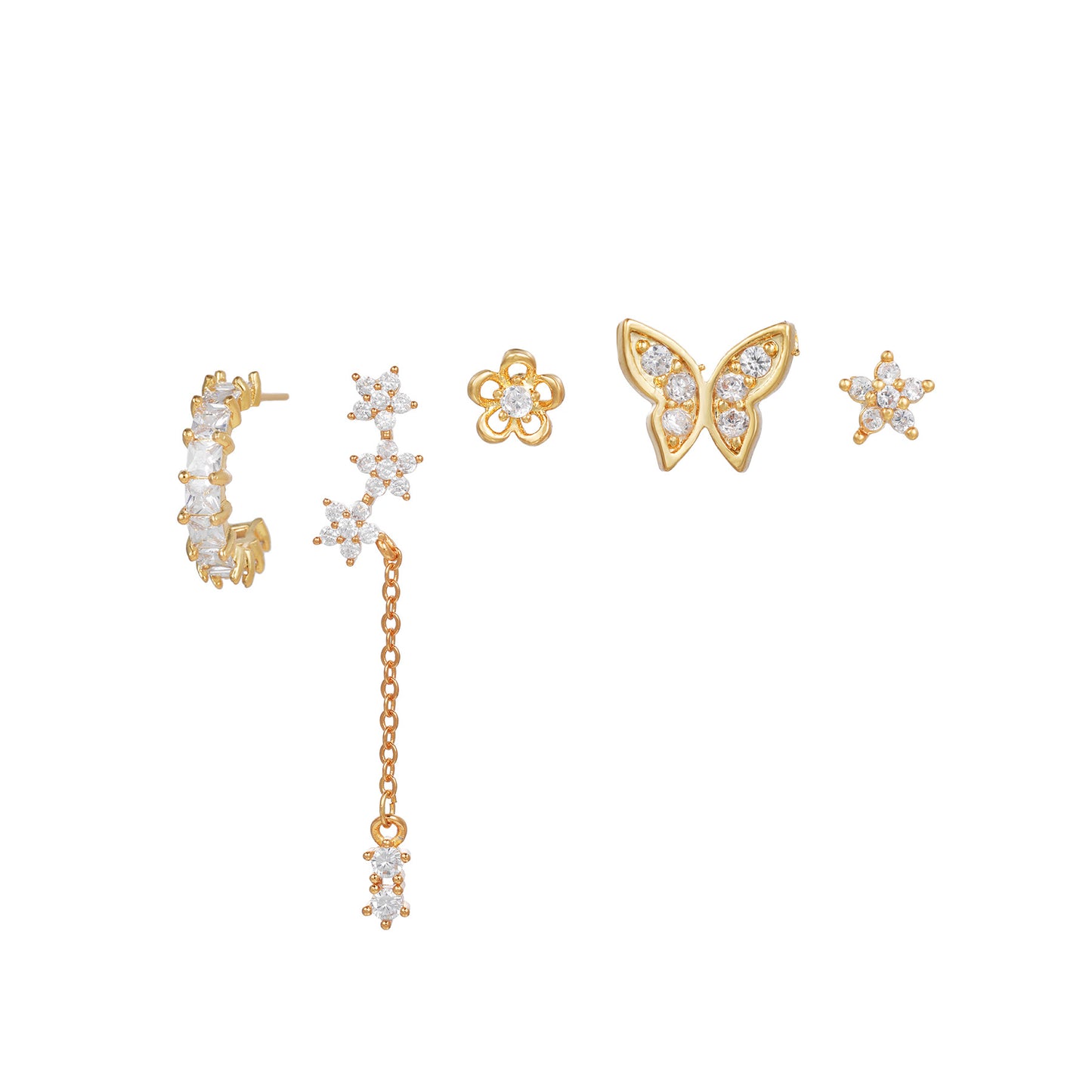 Fashion Butterfly Copper Zircon Ear Studs In Bulk