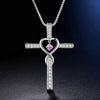 Retro Cross Heart Shape Alloy Inlay Rhinestones Women's Pendant Necklace 1 Piece