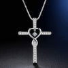 Retro Cross Heart Shape Alloy Inlay Rhinestones Women's Pendant Necklace 1 Piece