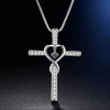 Retro Cross Heart Shape Alloy Inlay Rhinestones Women's Pendant Necklace 1 Piece