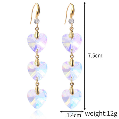 Fashion Water Droplets Heart Shape Crystal Plating Women's Drop Earrings 1 Pair