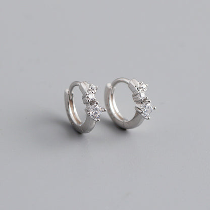 Fashion Round Sterling Silver Plating Rhinestones Earrings 1 Pair