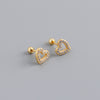 Fashion Heart Shape Sterling Silver Plating Zircon Ear Studs 1 Pair