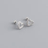 Fashion Heart Shape Sterling Silver Plating Zircon Ear Studs 1 Pair