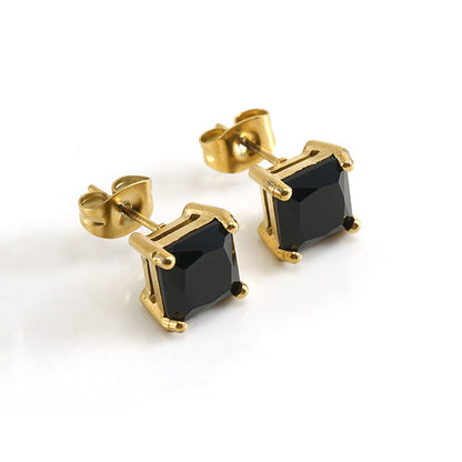 1 Pair Fashion Square Plating Inlay Stainless Steel Zircon Ear Studs