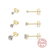 Fashion Round Silver Plating Inlay Zircon Ear Studs 3 Pieces