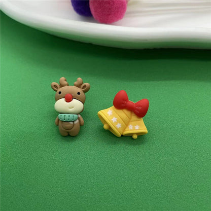 Cute Christmas Tree Santa Claus Elk Plastic Resin Women's Ear Studs 1 Pair