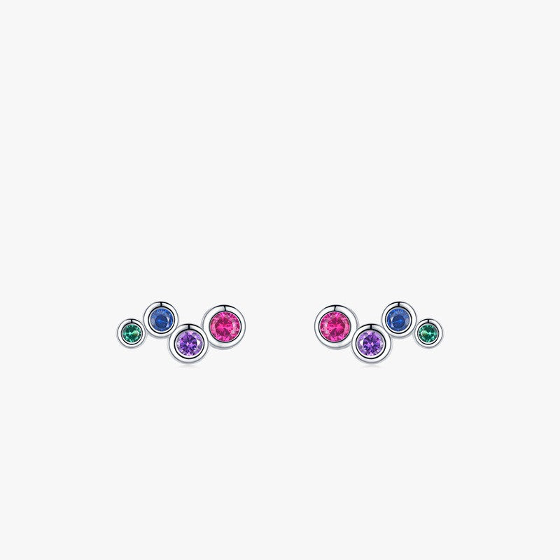 Fashion Geometric Sterling Silver Diamond Zircon Ear Studs 1 Pair