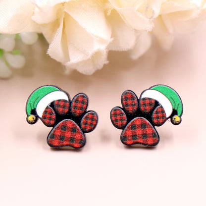 Wholesale Jewelry 1 Pair Fashion Christmas Hat Arylic Ear Studs