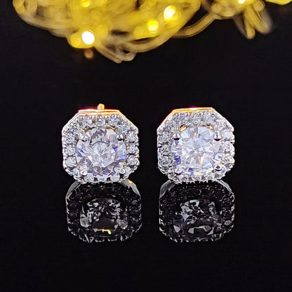 Fashion Geometric Copper Zircon Earrings 1 Pair