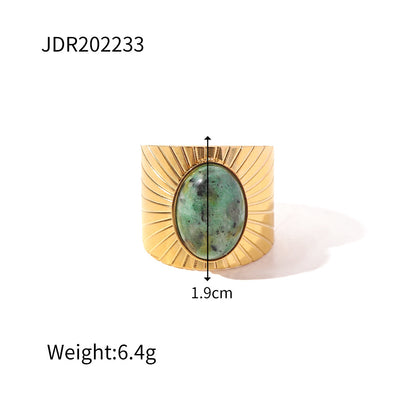 Fashion Geometric Stainless Steel Irregular Artificial Gemstones Gold Plated Rings