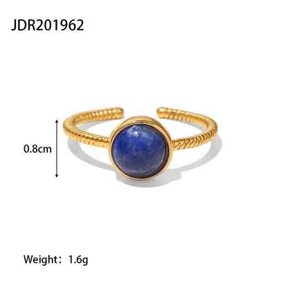 Fashion Geometric Stainless Steel Irregular Artificial Gemstones Gold Plated Rings