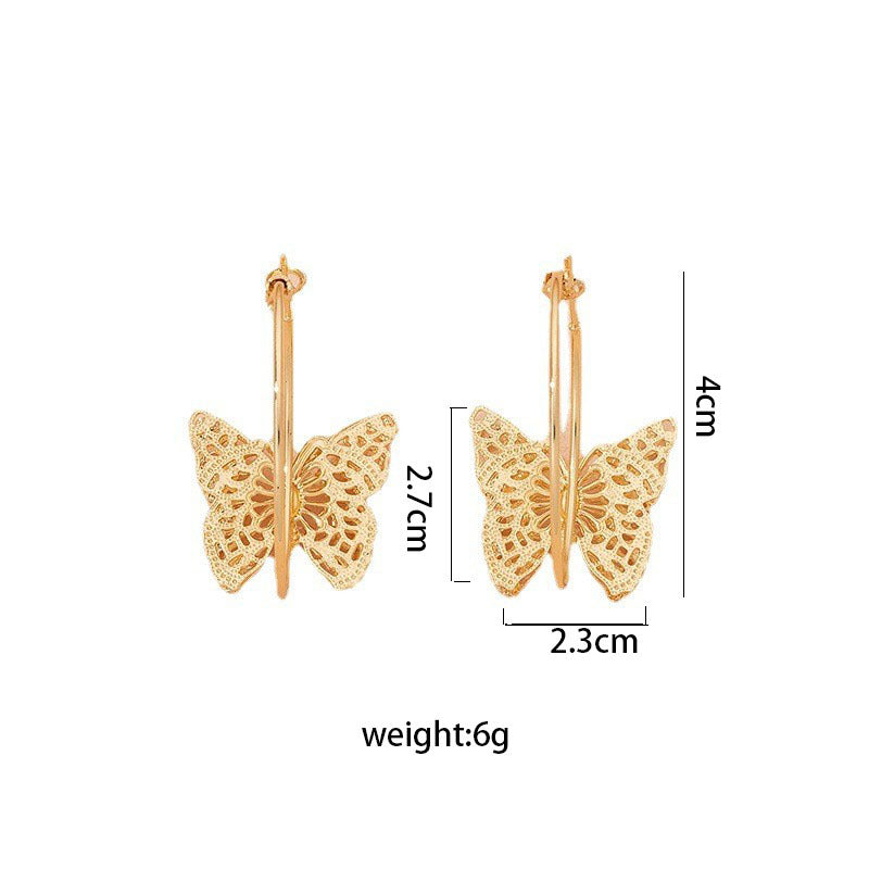 Elegant Butterfly Alloy Hollow Out Women's Earrings 1 Pair