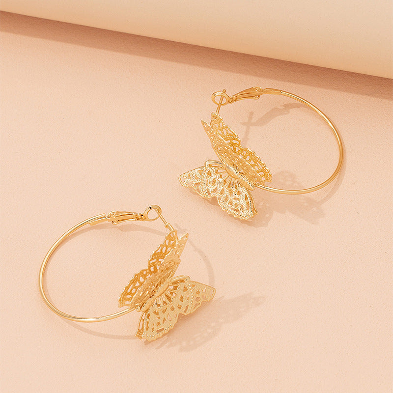 Elegant Butterfly Alloy Hollow Out Women's Earrings 1 Pair