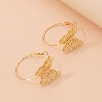 Elegant Butterfly Alloy Hollow Out Women's Earrings 1 Pair