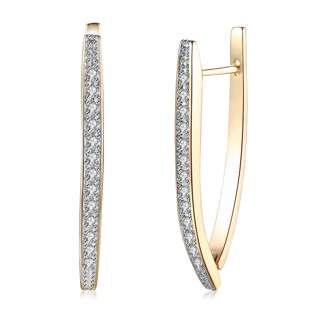 Simple Style Geometric Brass Inlay Zircon Earrings 1 Pair