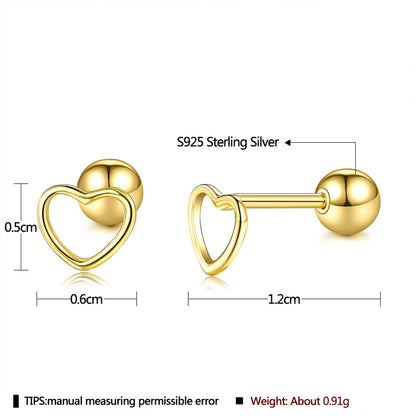 Simple Style Heart Shape Sterling Silver Plating Ear Studs 1 Pair