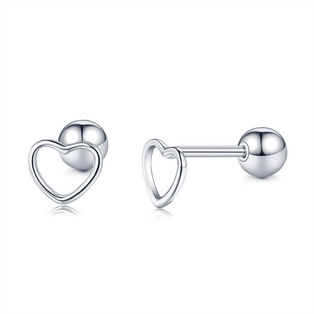 Simple Style Heart Shape Sterling Silver Plating Ear Studs 1 Pair