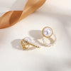 Fashion Round Heart Shape Flower Brass Inlay Artificial Pearls Rhinestones Opal Ear Clips 1 Pair