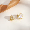 Fashion Round Heart Shape Flower Brass Inlay Artificial Pearls Rhinestones Opal Ear Clips 1 Pair