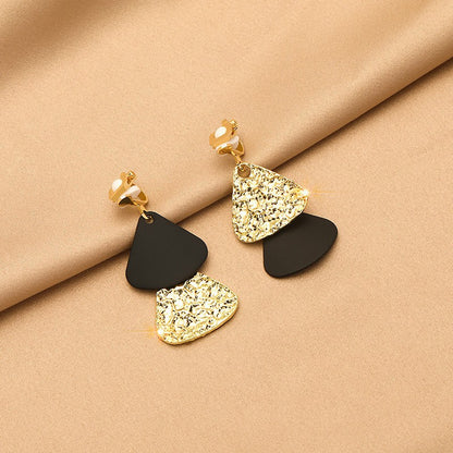 Retro Round Plaid Heart Shape Alloy Inlay Artificial Pearls Rhinestones Women's Ear Clips 1 Pair