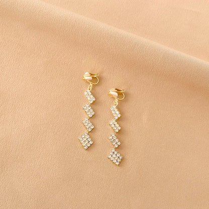 Retro Round Plaid Heart Shape Alloy Inlay Artificial Pearls Rhinestones Women's Ear Clips 1 Pair