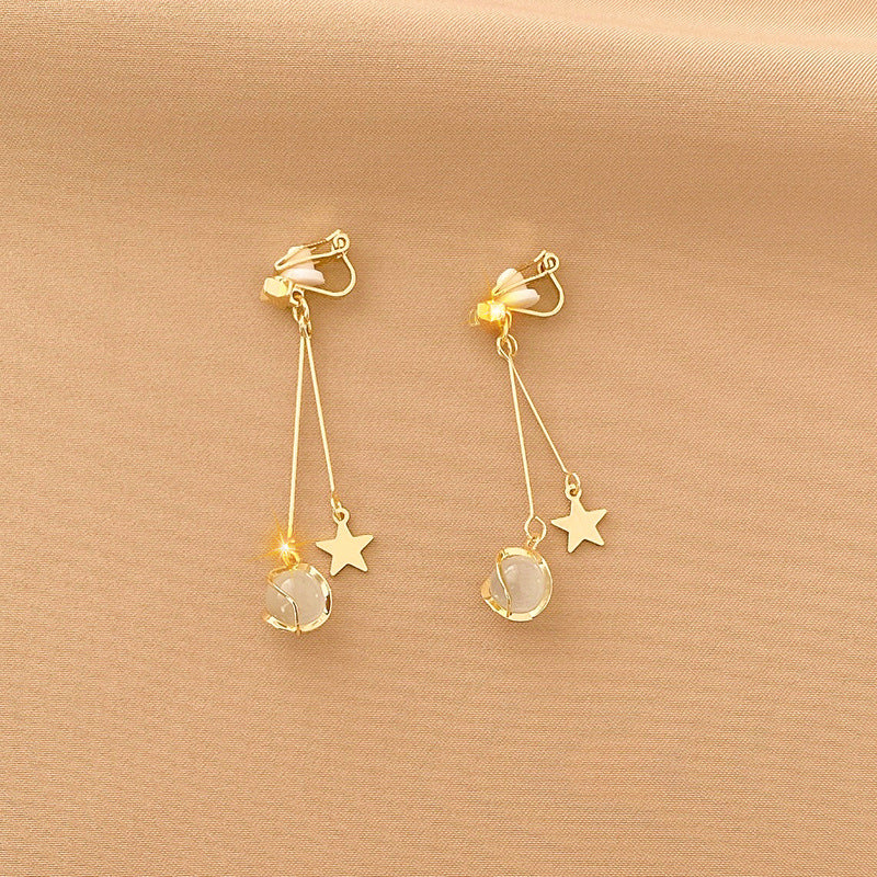 Retro Round Plaid Heart Shape Alloy Inlay Artificial Pearls Rhinestones Women's Ear Clips 1 Pair