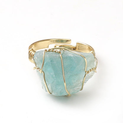 Fashion Irregular Natural Stone Copper Plating Rings 1 Piece