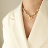 Retro Heart Shape Titanium Steel Inlay Artificial Pearls Necklace 1 Piece