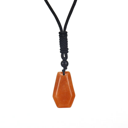 Ethnic Style Water Droplets Natural Stone Crystal Agate Pendant Necklace 1 Piece