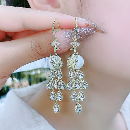 Korean Style Bow Knot Alloy Plating Rhinestones Pearl Women's Earrings 1 Pair