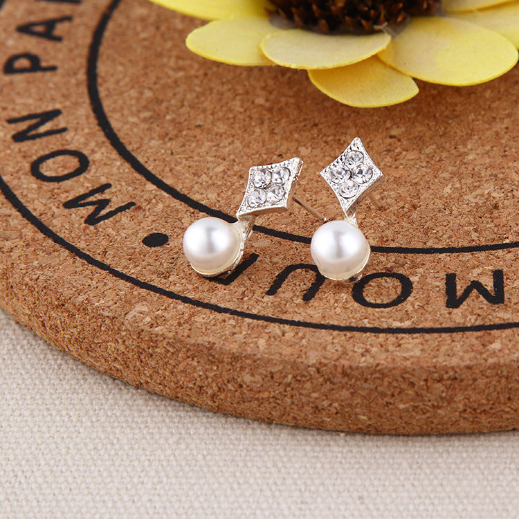 1 Pair Fashion Geometric Pearl Plating Alloy Ear Studs