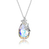 Fashion Butterfly Austrian Crystal Sterling Silver Water Drop Pendant Necklace