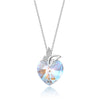 Simple Style Heart Shape Sterling Silver Inlay Austrian Crystal Pendant Necklace 1 Piece