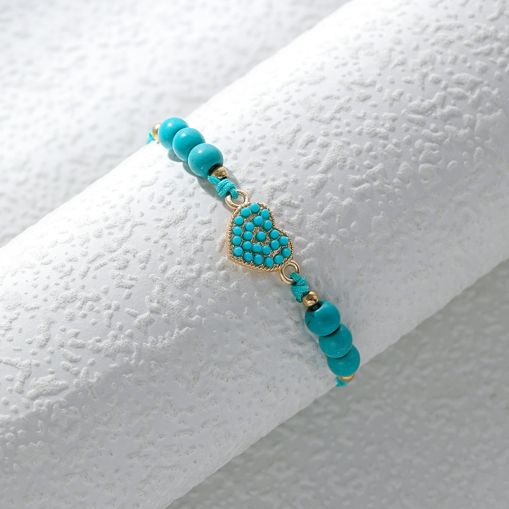 Ethnic Style Heart Shape Butterfly Turquoise Alloy Wholesale Bracelets