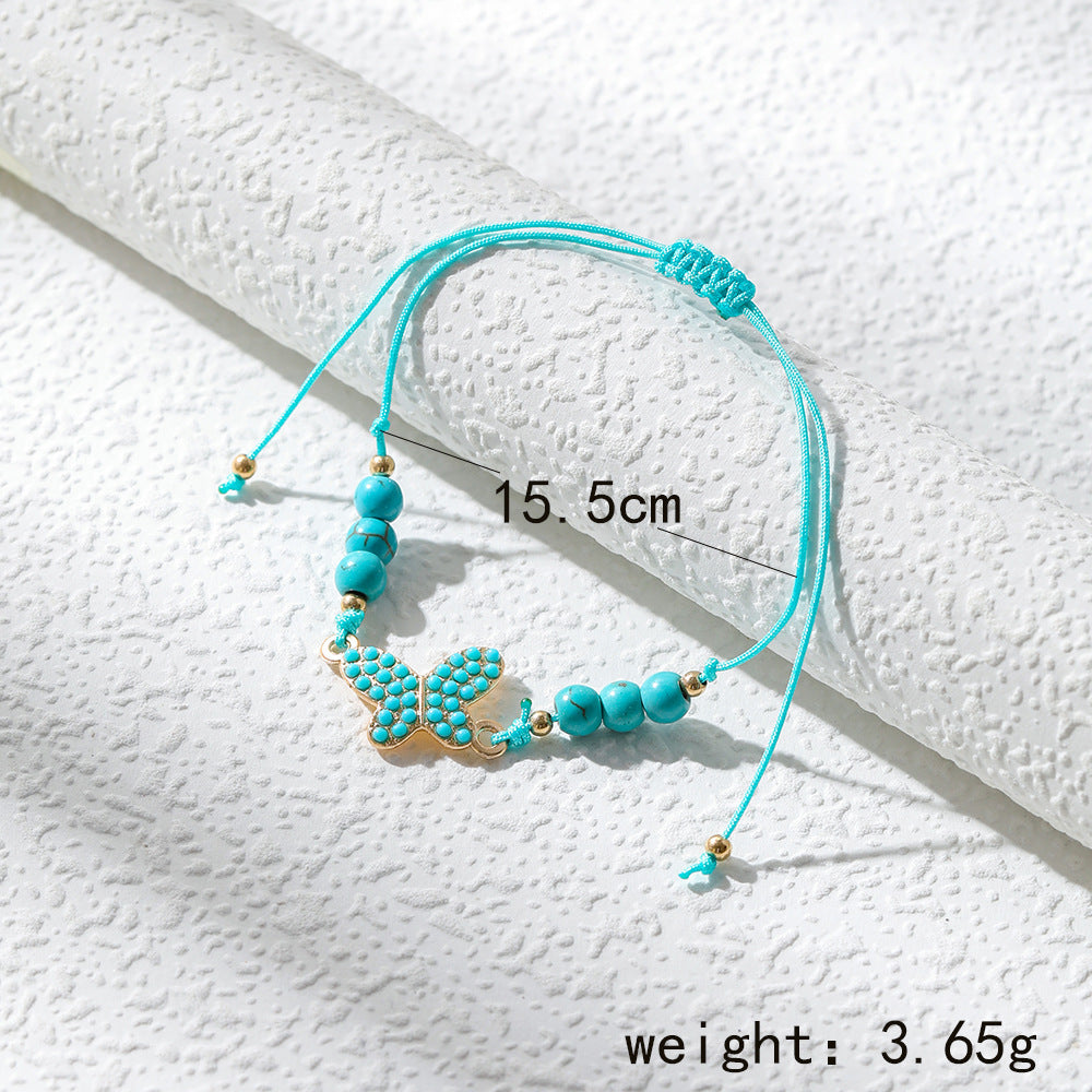 Ethnic Style Heart Shape Butterfly Turquoise Alloy Wholesale Bracelets