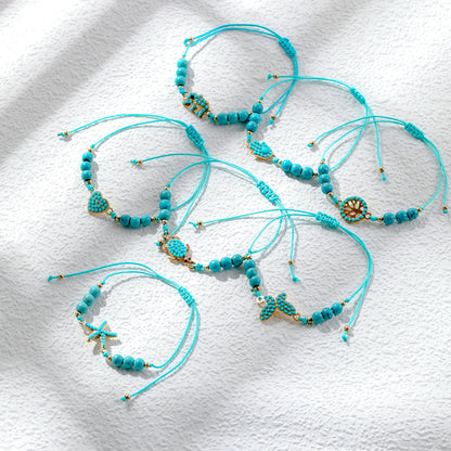 Ethnic Style Heart Shape Butterfly Turquoise Alloy Wholesale Bracelets