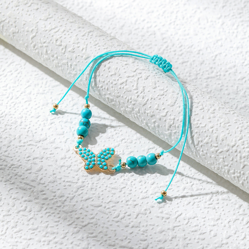 Ethnic Style Heart Shape Butterfly Turquoise Alloy Wholesale Bracelets