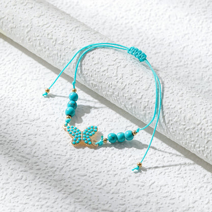 Ethnic Style Heart Shape Butterfly Turquoise Alloy Wholesale Bracelets