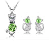 Wholesale Simple Cat Alloy Crystal Ear Stud Necklace Set