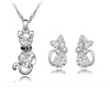 Wholesale Simple Cat Alloy Crystal Ear Stud Necklace Set