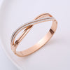 Elegant Lines Stainless Steel Criss Cross Rhinestones Bangle 1 Piece