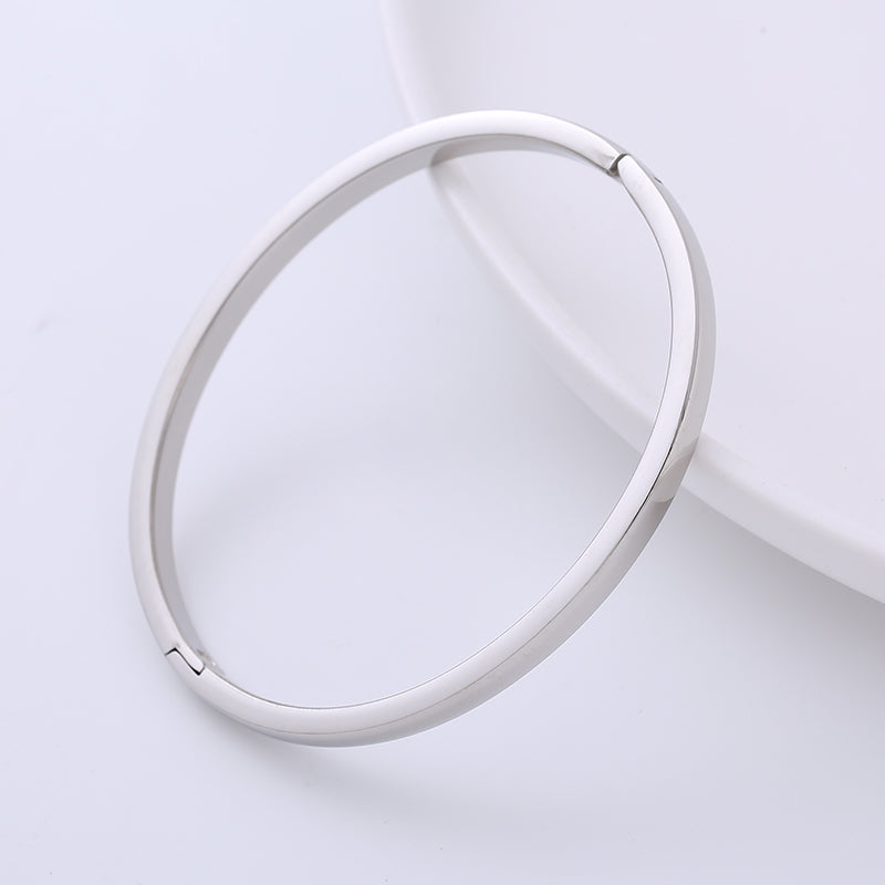 Simple Style Solid Color Stainless Steel Gold Plated Gold Plated Bangle