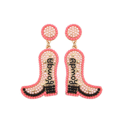 1 Pair Exaggerated Cowboy Style Boots Inlay Alloy Plastic Resin Drop Earrings