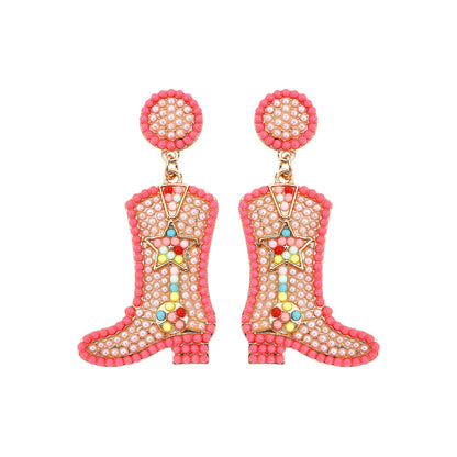 1 Pair Vintage Style Letter Boots Alloy Drop Earrings