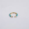 Classic Style Water Droplets Steel Enamel Gold Plated Zircon Open Ring 1 Piece